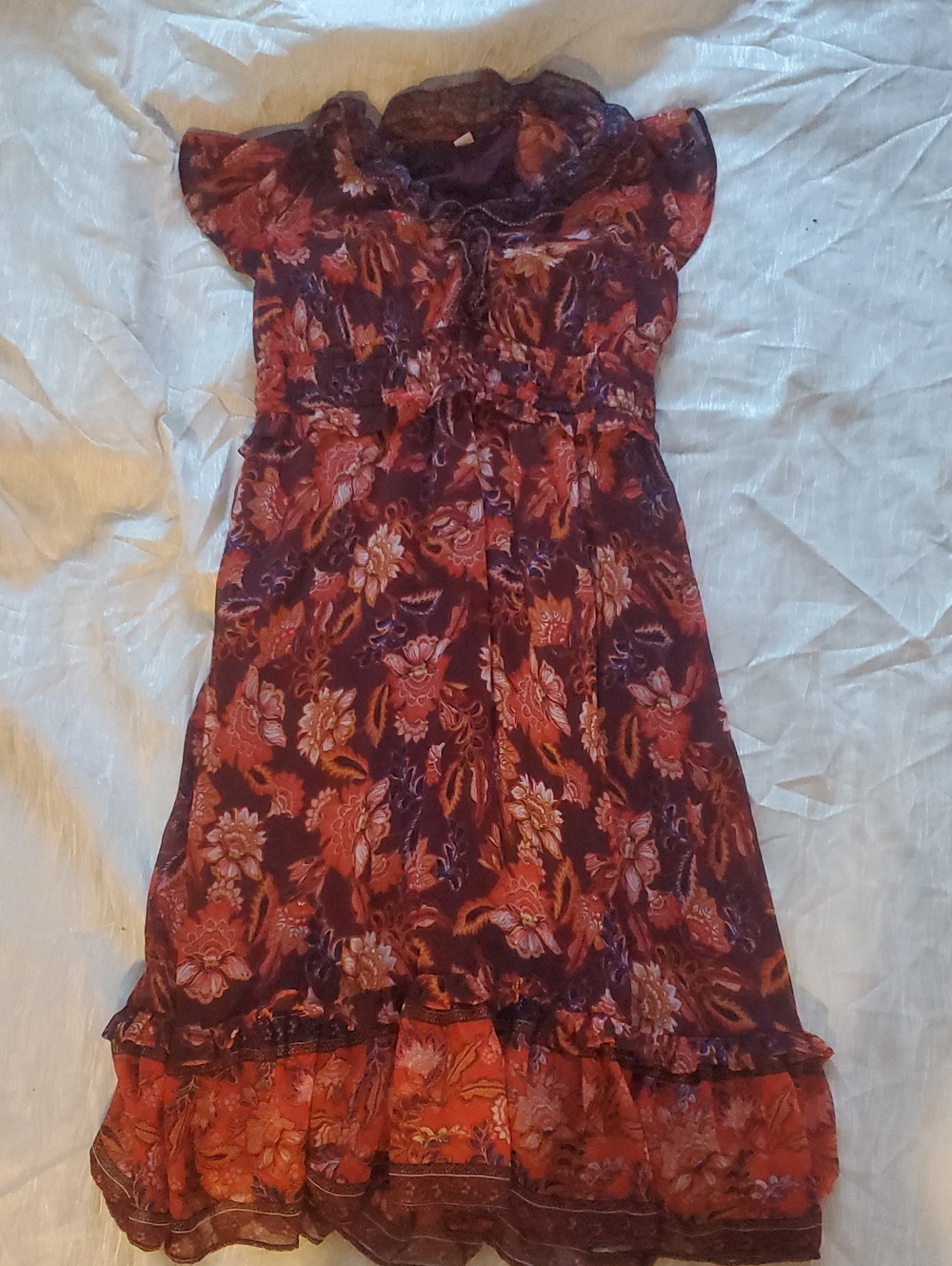 Old Navy Purple and Rust Floral Maxi Dress